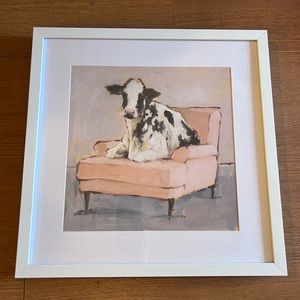 Calf In Pink Chair Framed Home Decor